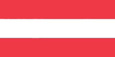 A horizontal triband flag with two red stripes and a white stripe in the middle.