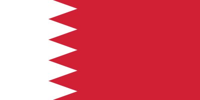Flag of Bahrain featuring a red field with a white band of five triangles along the hoist.