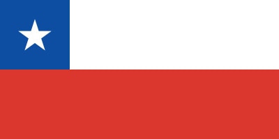 The image shows the national flag of Chile, featuring a white star on a blue square in the top left corner, with white and red horizontal stripes.