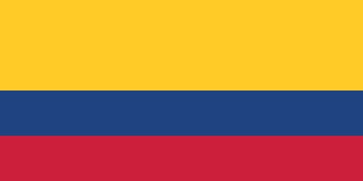 The image shows the flag of Colombia, featuring three horizontal stripes: yellow on top, blue in the middle, and red on the bottom.