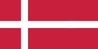 Red flag with a white Scandinavian cross, representing the flag of Denmark.