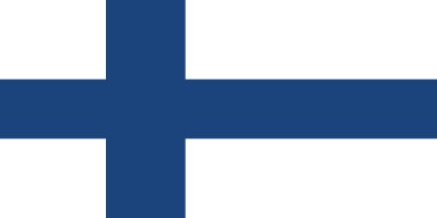 The image shows the flag of Finland, featuring a blue Nordic cross on a white background.
