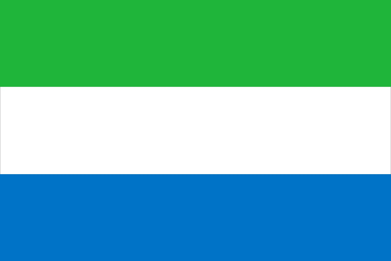 A flag with three horizontal stripes: green on top, white in the middle, and blue on the bottom.