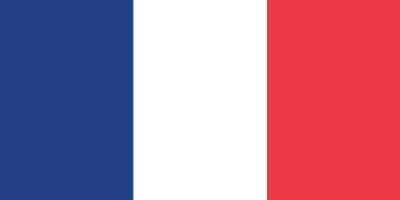 The image shows the flag of France, featuring three vertical stripes: blue on the left, white in the middle, and red on the right.