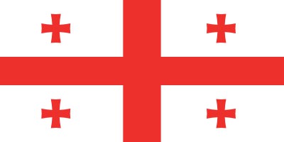 Flag of Georgia with a large red cross and four smaller crosses on a white background.