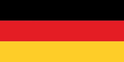 The image shows the flag of Germany, composed of three horizontal bands of black, red, and gold.