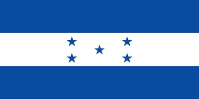 The flag of Honduras, featuring three horizontal blue and white stripes with five blue stars forming an X pattern in the center stripe.