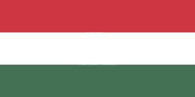 Flag of Hungary with horizontal stripes: red on top, white in the middle, and green on the bottom.