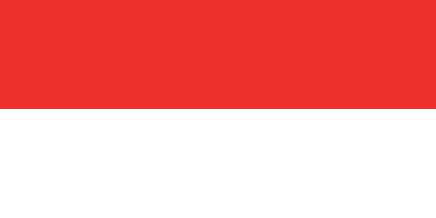 The image shows the flag of Indonesia, consisting of two horizontal bands: red on the top and white on the bottom.