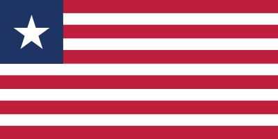 Flag of Liberia, featuring eleven horizontal red and white stripes with a blue square in the top left corner containing a single white star.