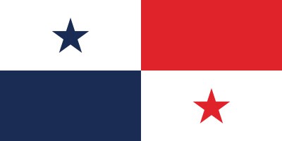 The flag of Panama with four quadrants: white with a blue star, red, blue, and white with a red star.