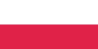 The image shows the flag of Poland, featuring two horizontal stripes: white on the top half and red on the bottom half.