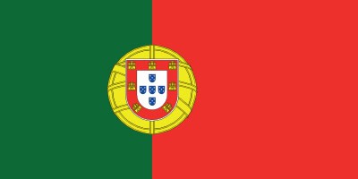 The flag of Portugal, featuring vertical green and red sections with a coat of arms over a yellow armillary sphere at the center.