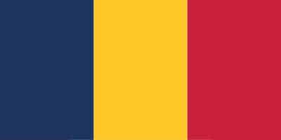 Vertical stripes in blue, yellow, and red, representing the flag of Chad.