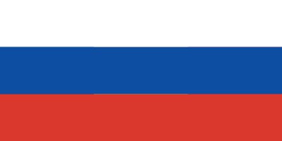 The image shows the flag of Russia with three horizontal stripes: white on top, blue in the middle, and red on the bottom.