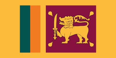 The flag of Sri Lanka features a golden lion holding a sword on a maroon background, with green and orange vertical stripes on the left.