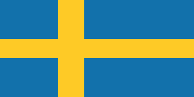 The image shows the flag of Sweden, featuring a yellow Nordic cross on a blue background.