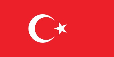 Flag of Turkey featuring a red background with a white star and crescent on the left side.
