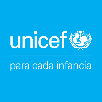 UNICEF logo on a blue background with the text "para cada infancia" below it.